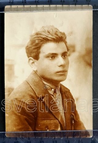 1927 Student Schoolboy Handsome Young Boy Guy Teen Soviet Youth Antique Photo