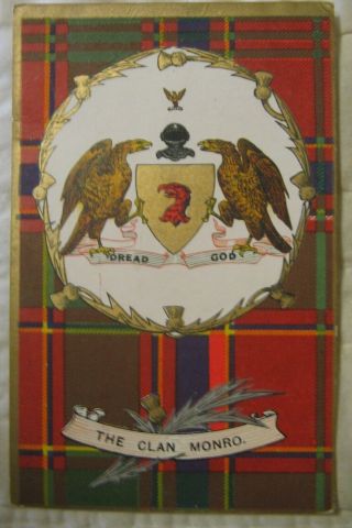Estate Vintage Heraldic Series Postcard - The Clan Monro