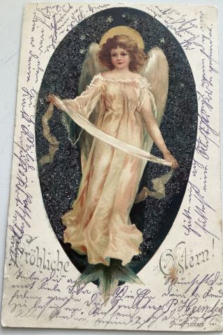 Vintage Christmas German Postcard 1901 Elegant Angel Series No.  141