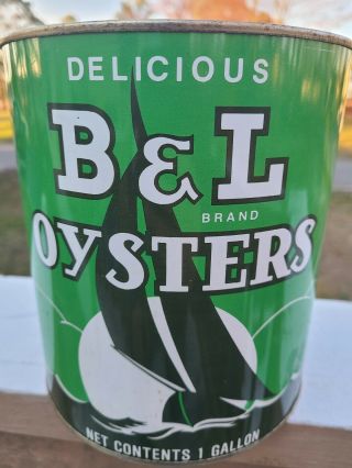 Rare B & L Oyster Can 1 Gallon Bivalve Oyster Can Paking Co.  Princess Anne,  Md