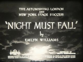16mm Film - Night Must Fall - 1937 - B/w Ag2s - Mgm Release - Robert Montgomery