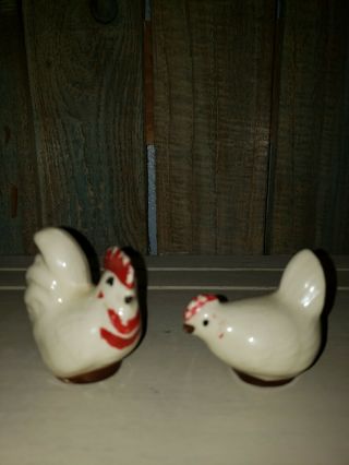 Very Rare Shawnee Pottery Miniature Rooster and Hen Very Hard To Find 2