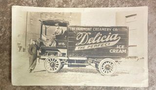 Vintage Photo Of A Ice Cream Delivery Truck,  Fairmont Creamery Co. ,  Early 1900s