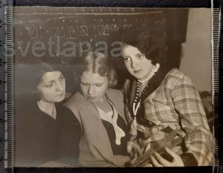 1930s Three Lovely Girls Photo Album Soviet Fashion Pretty Women Hair Antique