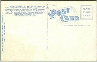 Vintage York City Postcard HOTEL PARAMOUNT Street View Tichnor c1930s 2