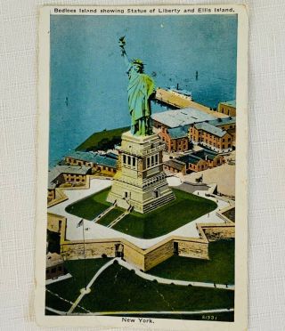 Vintage Postcard - Statue Of Liberty On Bedloes Island,  York City - 1926