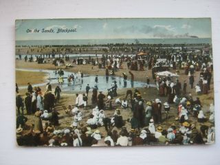 Vintage Postcard - On The Sands,  Blackpool - Posted 1914 (oyster Seller)