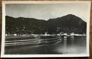 Vintage Rppc View Of Hong Kong Waterfront Photographed At Night Time 1930’s
