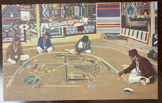 Vintage Whirling Log (good Luck) Sand Painting Of The Navajo Indians Postcard