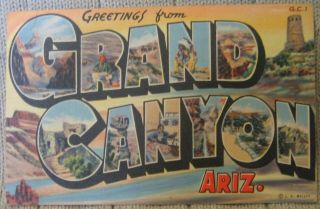 Estate Vintage Large Letter Postcard - Greetings From Grand Canyon