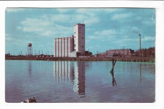 Vtg Post Card Saginaw Grain Terminal,  Tallest Bldg In Saginaw,  Michigan