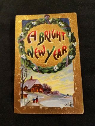 A Bright Year Vintage Postcard - 1 Cent Stamp - Printed In Germany