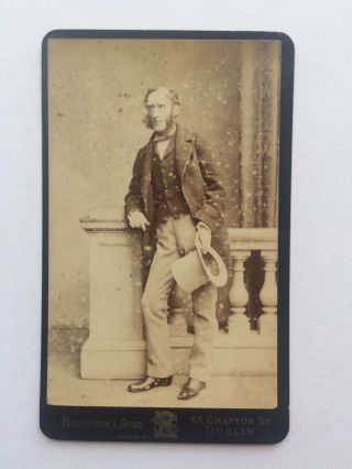 Cdv: Older Irish Gentleman In Smart Suit And Hat: Robinson & Sons Dublin C.  1880