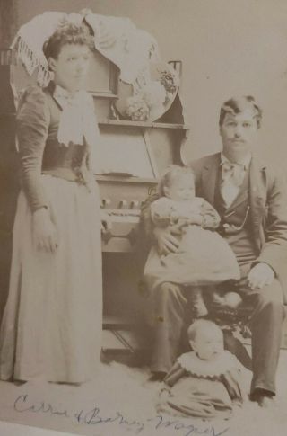 1880 ' s Cabinet Card Family ID ' d as Carrie & Barney Wagner Emmetsburg,  Iowa 2