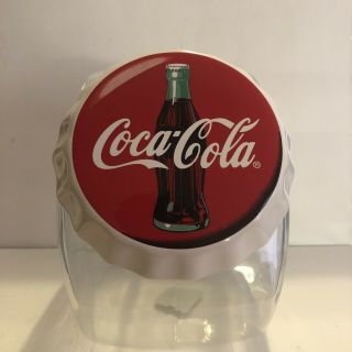 Vintage Coca Cola Canister Cookie Jar Clear Glass Rare