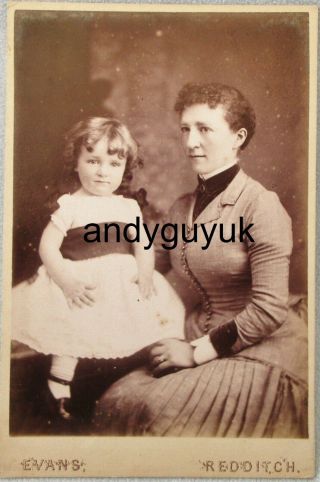Cabinet Card Lady Girl In Dress By Evans Of Redditch Antique Victorian Photo