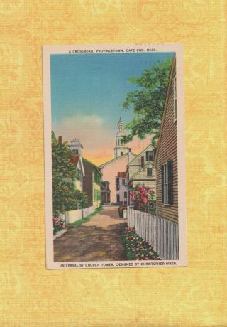 Ma Provincetown 1947 Vintage Postcard Crossroad Christopher Wren Mass