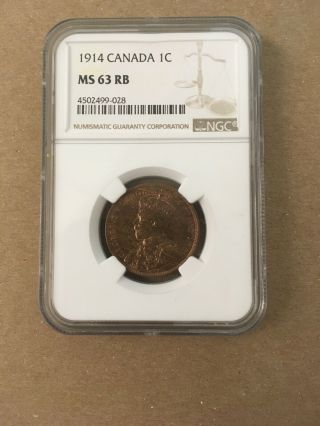Canada Canadian Large Cent Penny George V Ngc Ms 63 1914 Rare