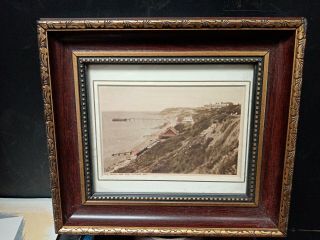 Vintage Framed Totland Bay Isle Of Wight Postcard.  Beach Pier.  Picture