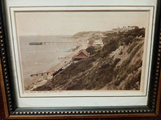 Vintage Framed Totland Bay Isle Of Wight Postcard.  Beach pier.  Picture 2