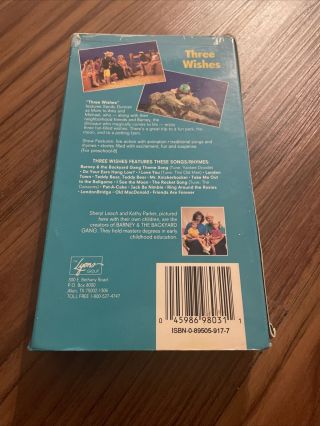 Barney Three Wishes VHS Barney Dinosaur Kids Sing Along 1998 Rare Blue Cover 3