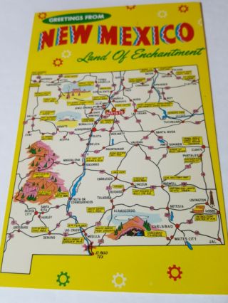 Vintage 1960s Postcard Greetings From Mexico State Map Tourism Card
