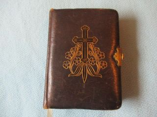 Rare Antique Hungarian Prayer Book Catholic 1904 Black Leather Gold Guilt Pages