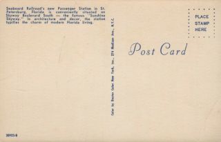 Vintage St Petersburg Florida FL Postcard Seaboard Railroad Passenger Station 2