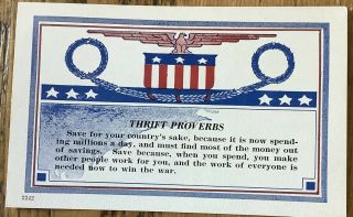 Vintage Postcard Thrift Proverbs American Flag Shield Eagle Patriotic War