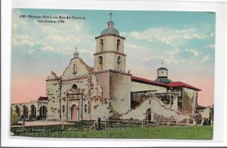 Vtg Post Card Mission San Luis Rey De Francia,  California