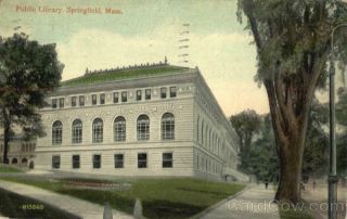 1913 Springfield,  Ma Public Library Hampden County Massachusetts Postcard Vintage