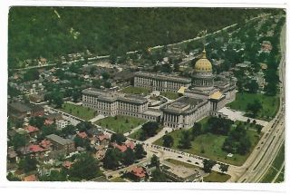 Vtg Post Card - Aerial View Of State Capitol - Charleston,  Wv