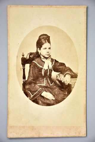Cdv,  Studio Portrait,  Victorian Teenage Girl Seated,  Accrington