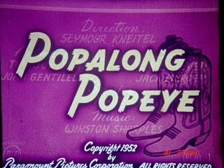 16mm Cartoon: " Popalong Popeye " 1952 Agfa