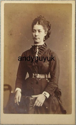 Cdv Lady In Dress By Bennett Worcester Antique Victorian Fashion Photo