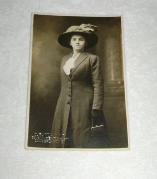 Antique Ca.  1910 Rppc Real Photo Postcard Proud Young Woman Cumberland Md.