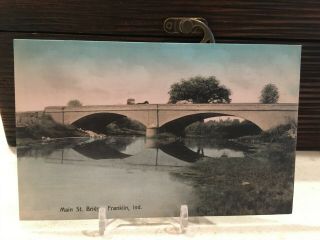Vintage Postcard Franklin Indiana Main Street Bridge