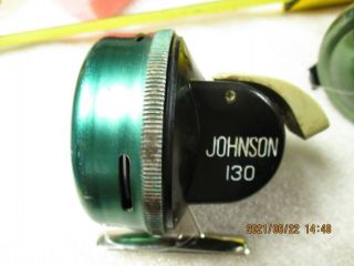 Vintage Johnson Sabra 130 Fishing Reel W Chrome Metal Base Very Rare W/box