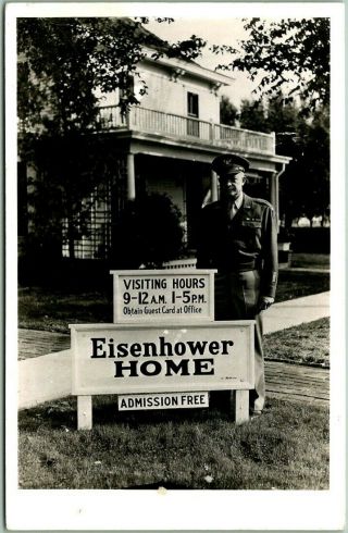 Vintage Abilene,  Kansas Rppc Real Photo Postcard Eisenhower At His Boyhood Home