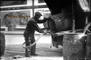 1910s Nyc Filling Station Gas Delivery Underground Tank Glass Photo Negative 3