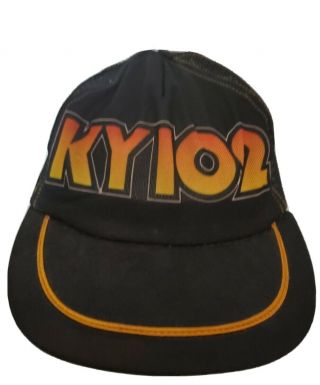 Vtg Ky102 Kc Kansas City Radio Station Hat Black Advertising Made In Usa Rare Z3