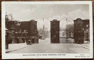 Vintage Rppc View Of Main Entrance Royal Navy Barracks Chatham Kent G & P Ltd