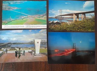 Four Vintage Postcards Of The Forth Road Bridge