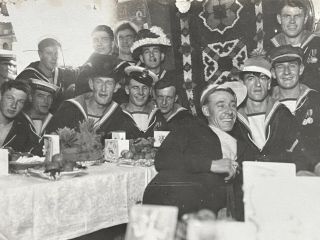Vintage Photographic Image Of Crewmen From H.  M.  S Benbow Celebrating Xmas 1925