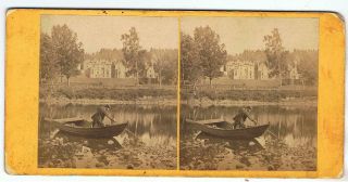 Stereoview By G W Wilson - No 103 Abbotsford From The Tweed