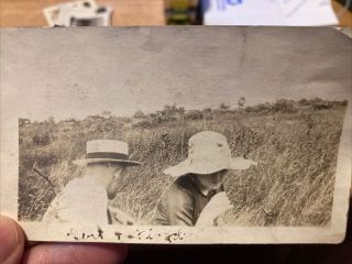 1920’s Snapshot Photo Photograph Man Woman Couple Faces Hidden By Hat