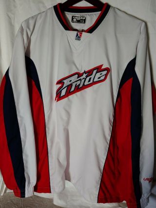 Rare Usssa Pride Softball Warm Up Pullover Jacket Sz Large Red White & Blue 12
