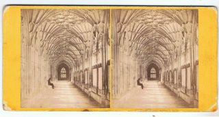 Stereoview By G W Wilson - No 304 Gloucester Cathedral - The Cloisters