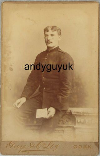 Cabinet Card Soldier Uniform By Guy Cork Ireland Reading Card Letter