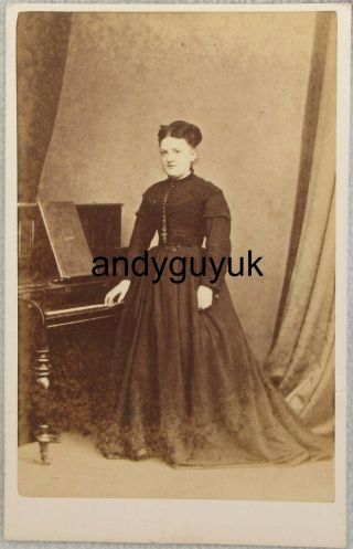 Cdv Lady At Open Piano Antique Photo Musical Instrument Clarke Bury St Edmunds